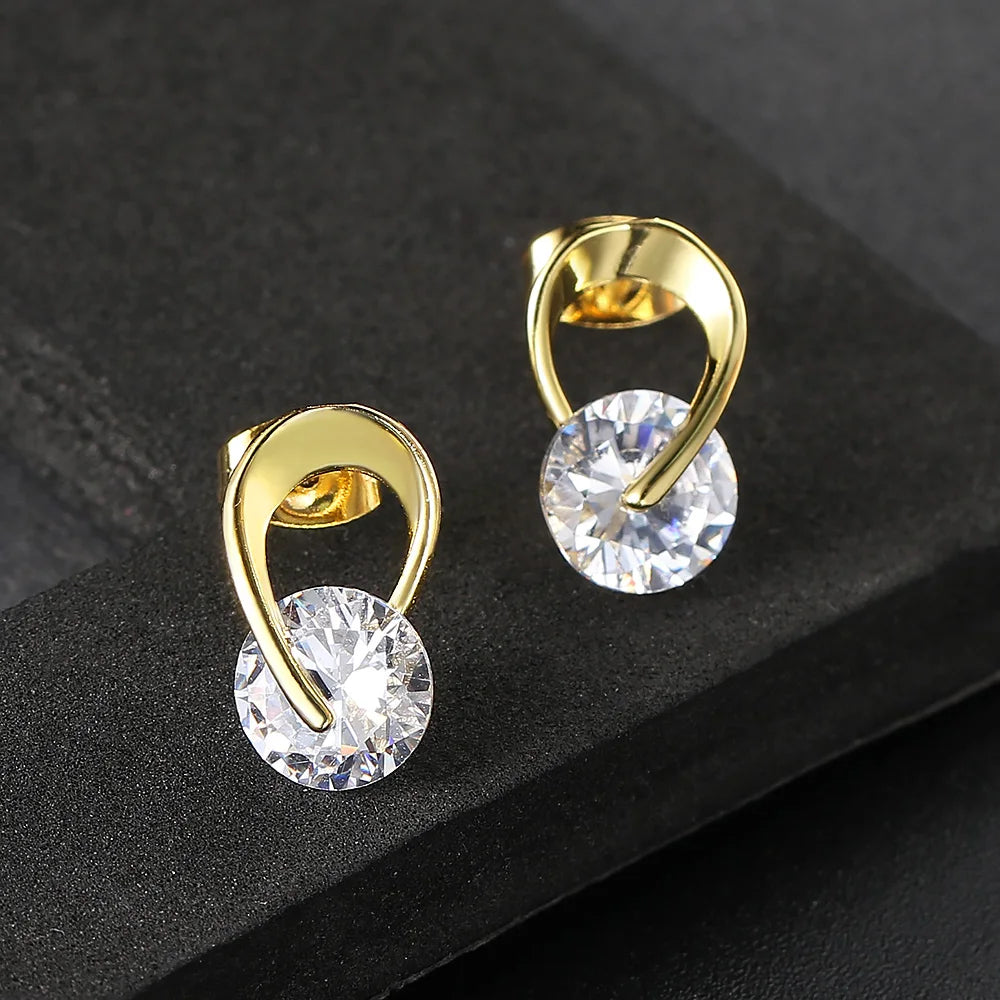 Rose Gold & Silver Simple Stud Earrings