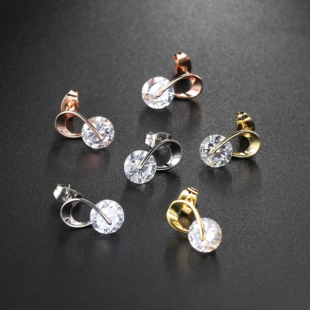 Rose Gold & Silver Simple Stud Earrings