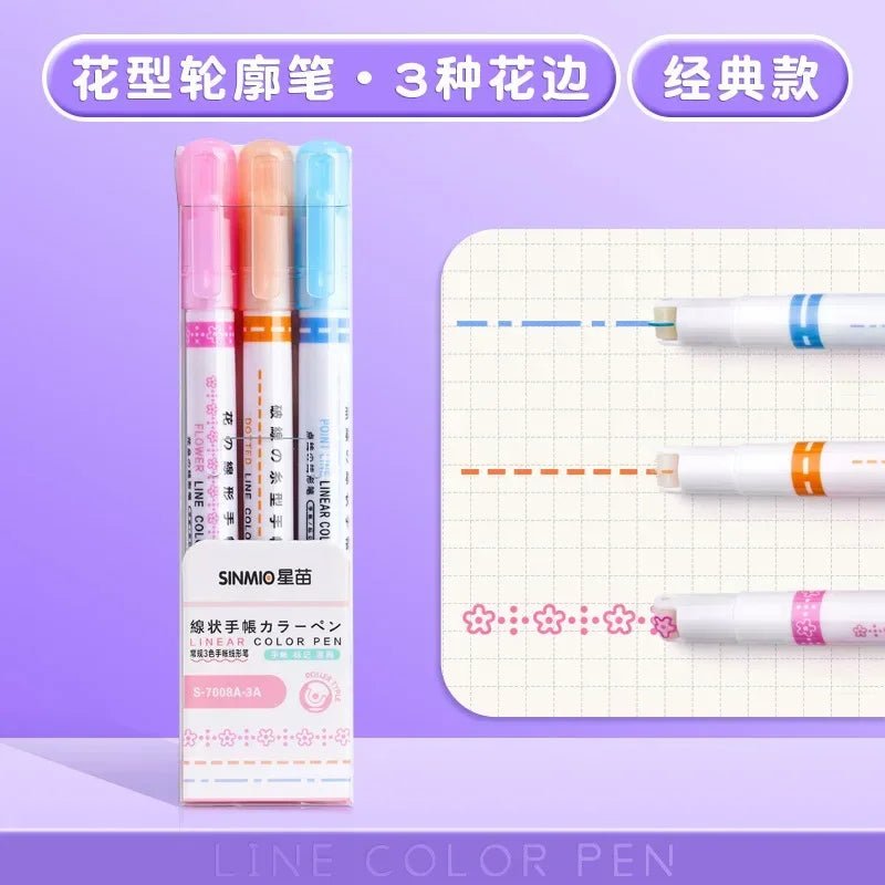 6pcs Curve Liner Marker Pens