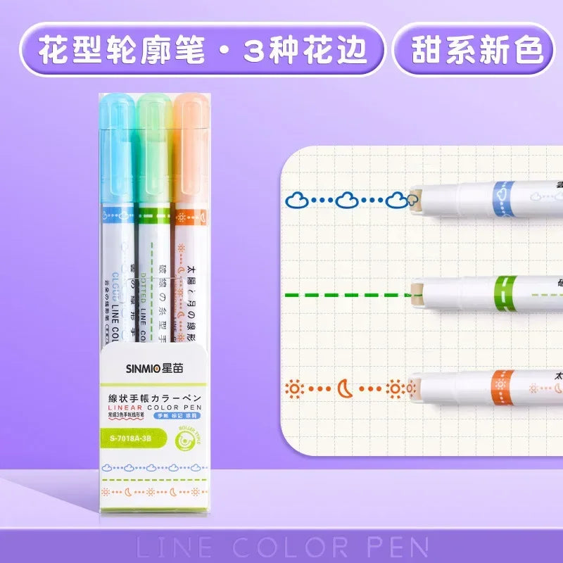 6pcs Curve Liner Marker Pens