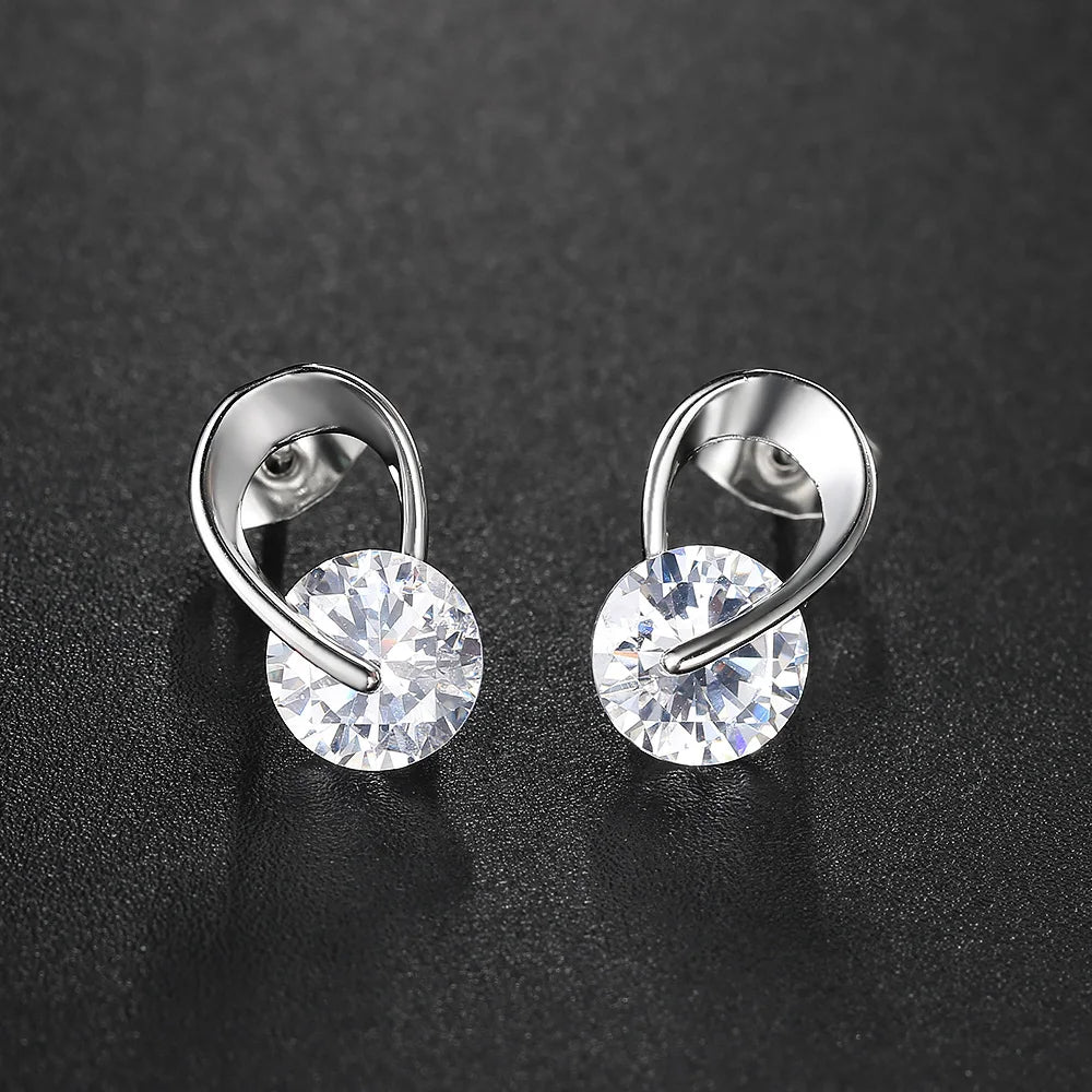 Rose Gold & Silver Simple Stud Earrings